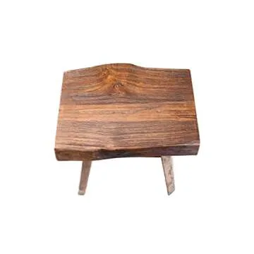 NORDIC STYLE TEAK Shower and Bath Stool, Teak Wood Shower Bench, Indoor and Outdoor Shower Stool for Inside Shower Use 17.7" (Rustic Finish w/Curved Seat)