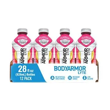 BODYARMOR LYTE Sports Drink Low-Calorie Sports Beverage, Strawberry Lemonade, Natural Flavor With Vitamins, Potassium-Packed Electrolytes, Perfect For Athletes 28 Fl Oz (Pack of 12)