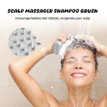 YEADMAL Dual-use Silicone Body Scrubber with Scalp Massage Shampoo Brush Exfoliating Bath Body Brush Gentle Silicone Shower Scrubber for Men/Women/Baby Skin Cleansing, 1 Pack (Gray)