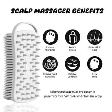 YEADMAL Dual-use Silicone Body Scrubber with Scalp Massage Shampoo Brush Exfoliating Bath Body Brush Gentle Silicone Shower Scrubber for Men/Women/Baby Skin Cleansing, 1 Pack (Gray)
