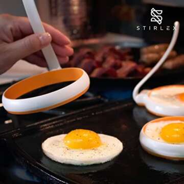 STIRLEX 4-inch Silicone Fried Egg Rings Set, 4-pack, Round Mold for Pancakes, Breakfast Sandwich, No...