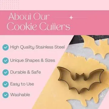 Cookie Cutter Kingdom, Bat Cookie Cutter, Halloween, Stainless Steel, Beautful Coated Finish, Mold for Cakes Biscuits and Sandwiches (Bat - Single)