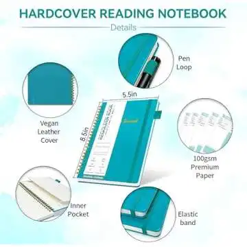 Reading Journals for Book Lovers, Book Journal Reading Log for Readers to Review and Track Your Reading, Book Club Journal and Planner, 80 Books (8.5x5.5"), Teal