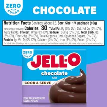 Jell-O Cook & Serve Chocolate Sugar Free & Fat Free Pudding & Pie Filling Mix, 24 ct Pack, 1.3 oz Boxes