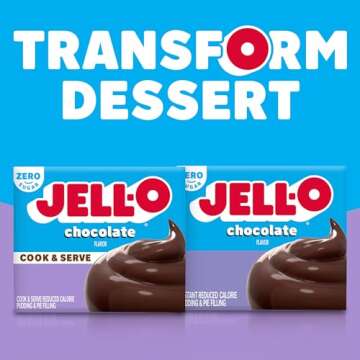 Jell-O Cook & Serve Chocolate Sugar Free & Fat Free Pudding & Pie Filling Mix, 24 ct Pack, 1.3 oz Boxes