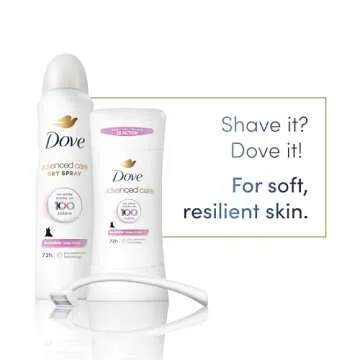 Dove Advanced Care Antiperspirant Deodorant Stick for Soft, Resilient Skin, Clear Finish with No White Marks and 72-Hour Sweat & Odor Protection, 2.6 oz