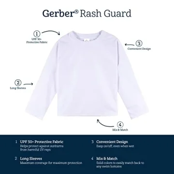 Gerber UPF 50+ Baby Rashguard Swim Shirt, White