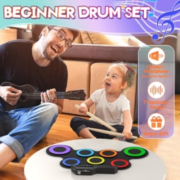 Portable 7 Pad Roll-up Electronic Drum Set