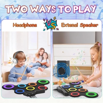 Portable 7 Pad Roll-up Electronic Drum Set