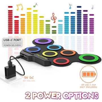 Portable 7 Pad Roll-up Electronic Drum Set