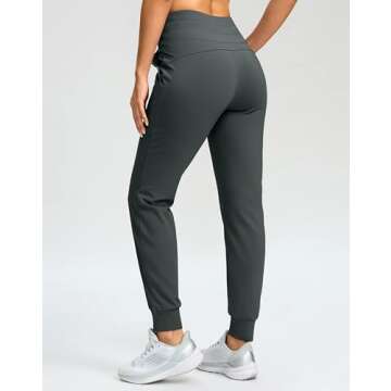 G Gradual Women's Fleece Lined Joggers 28"/30"/32" High Waisted Sweatpants Water Resistant Thermal Warm Pants Zipper Pockets(Dark Grey,30-Medium)