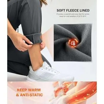 G Gradual Women's Fleece Lined Joggers 28"/30"/32" High Waisted Sweatpants Water Resistant Thermal Warm Pants Zipper Pockets(Dark Grey,30-Medium)