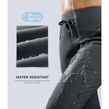 G Gradual Women's Fleece Lined Joggers 28"/30"/32" High Waisted Sweatpants Water Resistant Thermal Warm Pants Zipper Pockets(Dark Grey,30-Medium)