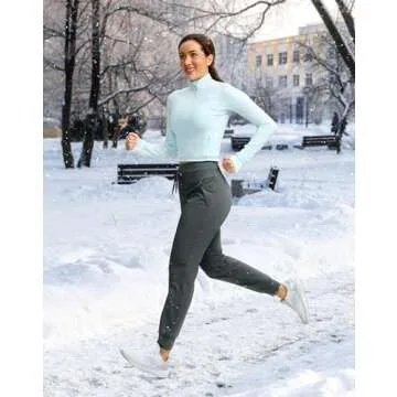 G Gradual Women's Fleece Lined Joggers 28"/30"/32" High Waisted Sweatpants Water Resistant Thermal Warm Pants Zipper Pockets(Dark Grey,30-Medium)