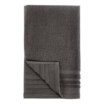 Amazon Basics Cosmetic Friendly Towel Set - 8-Piece, 100% Cotton, Stony Slate