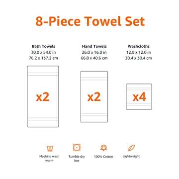 Amazon Basics 8-Piece Cosmetic Friendly Towel Set