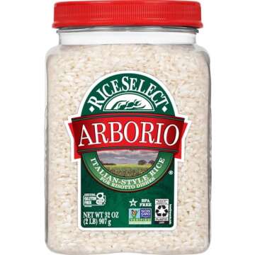 RiceSelect Arborio Rice for Italian Risotto, Premium Gluten-Free Rice, Non-GMO, 32-Ounce Jar, (Pack ...