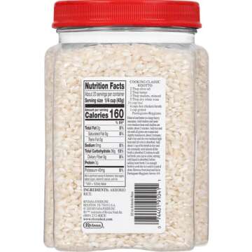 RiceSelect Arborio Rice for Italian Risotto, Premium Gluten-Free Rice, Non-GMO, 32-Ounce Jar, (Pack of 1)