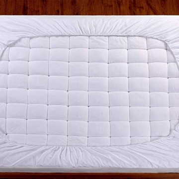 King Mattress Pad Cover Cooling Mattress Topper Pillow Top with Down Alternative Fill (8-21”Fitted Deep Pocket King Size)