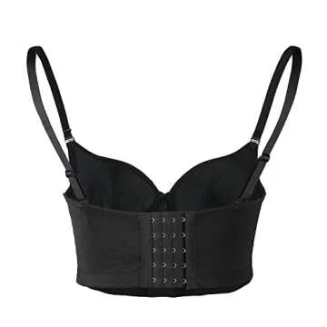 ELLACCI Women's Rhinestone Diamond Push up Bustier Crop Top Sexy Punk Corset Bra Black Large