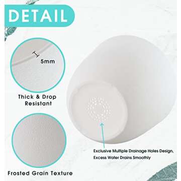 GardenBasix Planters Plant Pots with Tray 9'' 8'' 7.5'' Indoor Garden Outdoor Home Modern Decorative for All House Flowers Herbs (9'' + 8'' + 7.5'', White)