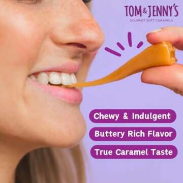 Tom & Jenny's Sugar Free Candy (Soft Caramel Candy) Low Net Carb Keto Zero Sugar Candy - Chewy Sugar Free Caramel with Xylitol & Maltitol (Classic & Chocolate Caramel Candy Individually Wrapped 2-pack)