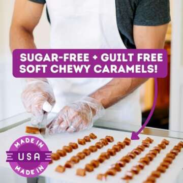 Tom & Jenny's Sugar Free Candy (Soft Caramel Candy) Low Net Carb Keto Zero Sugar Candy - Chewy Sugar Free Caramel with Xylitol & Maltitol (Classic & Chocolate Caramel Candy Individually Wrapped 2-pack)