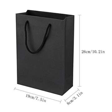 Sdootjewelry Black Gift Bags, 50 Pack Black Paper Bags Kraft Bags with Handles, 7.5" x 3.1" x 10.2" ...