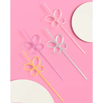 xo, Fetti Smiley Drink Pouches & Butterfly Straws - 16 Count