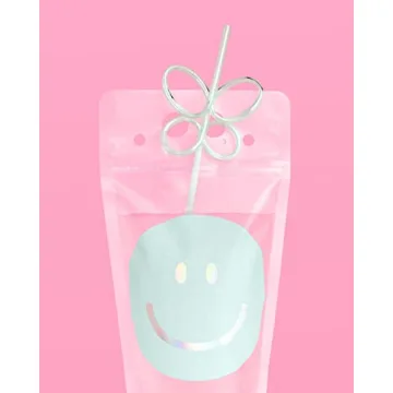 xo, Fetti Smiley Drink Pouches & Butterfly Straws - 16 Count