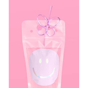 xo, Fetti Smiley Drink Pouches & Butterfly Straws - 16 Count