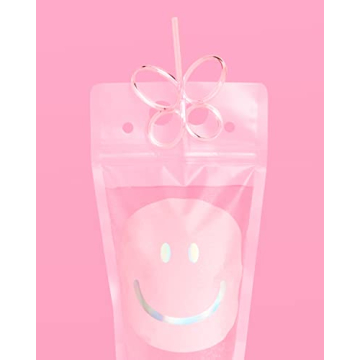 xo, Fetti Smiley Drink Pouches & Butterfly Straws - 16 Count