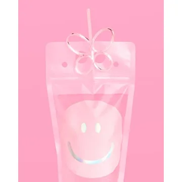 xo, Fetti Smiley Drink Pouches & Butterfly Straws - 16 Count