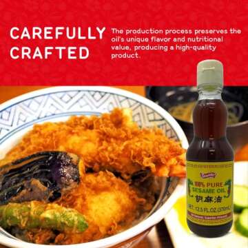 Shirakiku Pure Japanese Sesame Seed Oil - Premium, Low Carb, Cold Pressed and Rich Flavor Natural Sesame Seed Oil Bottle - Perfect for Authentic Oriental Asian Cuisine - 12.5 Fl Oz