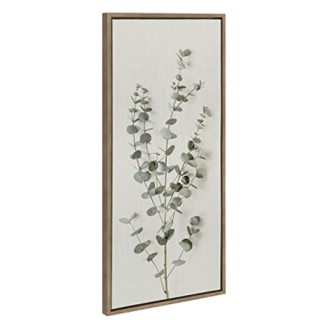Kate and Laurel Sylvie Eucalyptus Botanical I Framed Canvas Wall Art 18x40 Gold