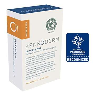 Kenkoderm Psoriasis Dead Sea Mud Soap with Argan Oil & Shea Butter, 4.25 oz, 1 Bar, Dermatologist Developed Skin Care for Soothing & Moisturizing Psoriasis Eczema & Rosacea, Fragrance & Color Free