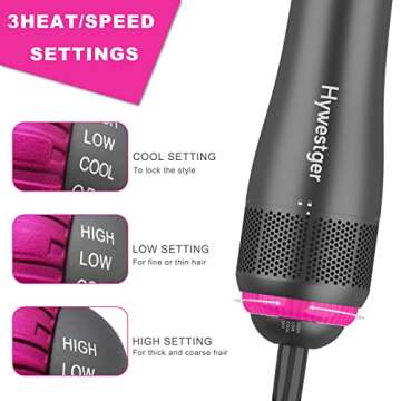 Hywestger Blow Dryer Brush Set - Volumizer Styler, Negative Ion Detachable Hot Air Brushes for Straightening Curling Drying Multifunctional Styling