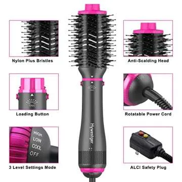 Hywestger Blow Dryer Brush Set - Volumizer Styler, Negative Ion Detachable Hot Air Brushes for Straightening Curling Drying Multifunctional Styling