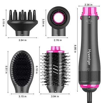 Hywestger Blow Dryer Brush Set - Volumizer Styler, Negative Ion Detachable Hot Air Brushes for Straightening Curling Drying Multifunctional Styling