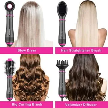 Hywestger Blow Dryer Brush Set - Volumizer Styler, Negative Ion Detachable Hot Air Brushes for Straightening Curling Drying Multifunctional Styling