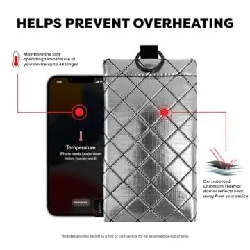 PHOOZY Upgraded Thermal Phone Case for Cold Weather | Insulated Phone Pouch Extends Battery Life 4X | Snowboard & Ski Gear | Includes Key Ring | As Seen on Shark Tank (Apollo II Silver - Large)