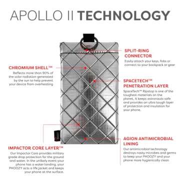 PHOOZY Upgraded Thermal Phone Case for Cold Weather | Insulated Phone Pouch Extends Battery Life 4X | Snowboard & Ski Gear | Includes Key Ring | As Seen on Shark Tank (Apollo II Silver - Large)