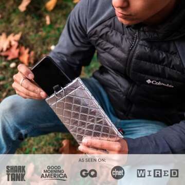 PHOOZY Upgraded Thermal Phone Case for Cold Weather | Insulated Phone Pouch Extends Battery Life 4X | Snowboard & Ski Gear | Includes Key Ring | As Seen on Shark Tank (Apollo II Silver - Large)