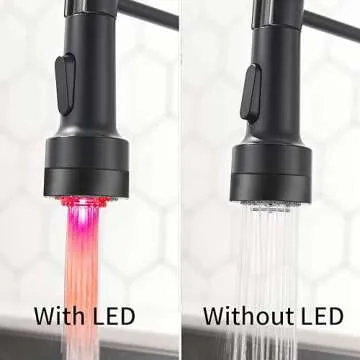 OWOFAN Kitchen Faucet with LED Light - Matte Black Design