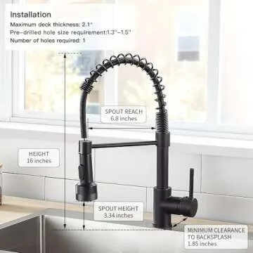 OWOFAN Kitchen Faucet with LED Light - Matte Black Design