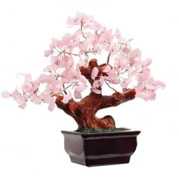 Parma77 Feng Shui Natural Rose Pink Quartz Crystal Money Tree Bonsai Style Decoration for Wealth and Luck