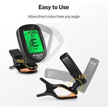 Donner Guitar Tuner Clip on-Accurate Chromatic,Acoustic Guitar Bass Violin Ukulele Tuner DT-2