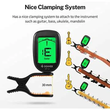 Donner Guitar Tuner Clip on-Accurate Chromatic,Acoustic Guitar Bass Violin Ukulele Tuner DT-2