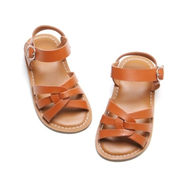 Felix & Flora Toddler Girl Brown Sandals Size 7 - Little Girl Easter Summer Dress Shoes Lightweight ...
