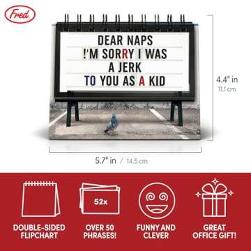 Genuine Fred Daily Marquee Desktop Flipchart, 52 Witty Signs, Fun & Functional Desk Accessories for ...